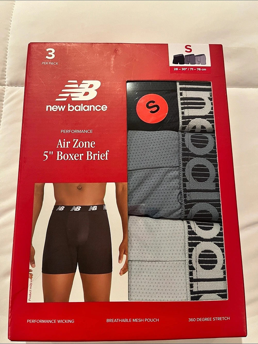 New Balance Air Zone 5" Boxer Brief Boxer Briefs Black & Gray Size Small